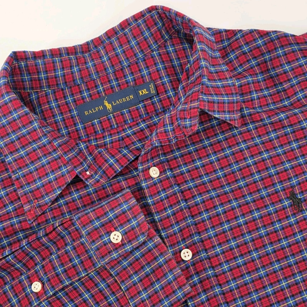 Polo Ralph Lauren Mens Sz XXL Red Plaid Shirt Button Down Longsleeve